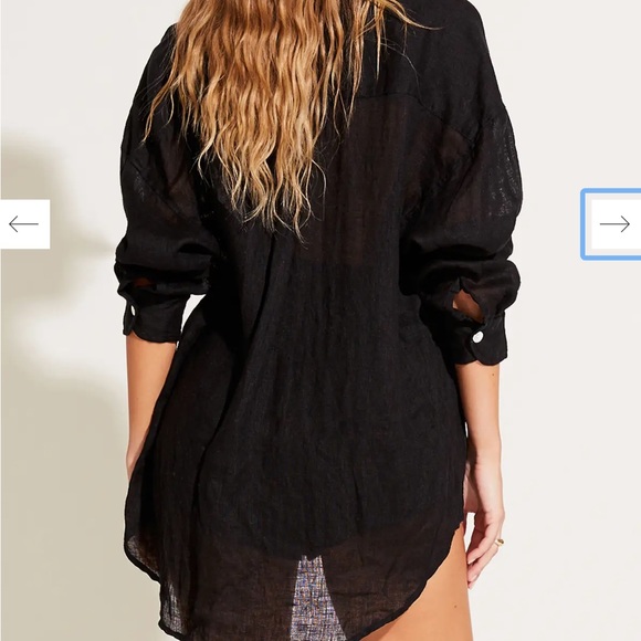 Vitamin A Playa Linen Oversized Shirt, Black - Picture 2 of 4
